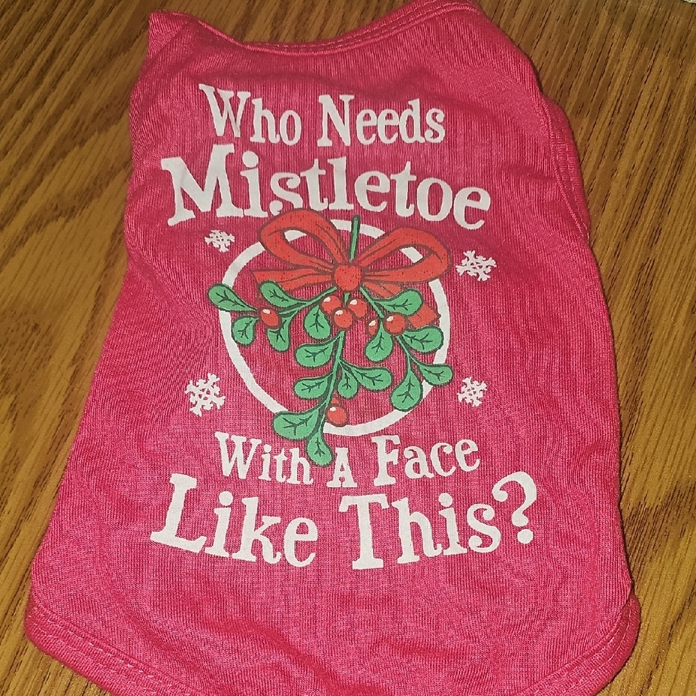 Born To Be Loved Hot Pink Dog Shirt with Mistletoe Design Size Small